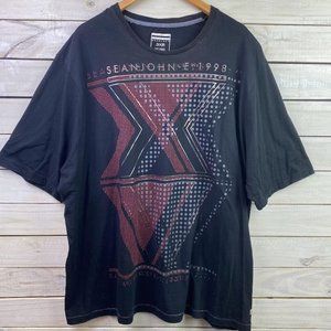 Sean John Graphic Tee Men's Crew Neck Size 3XB Black Short Sleeve T-Shirt